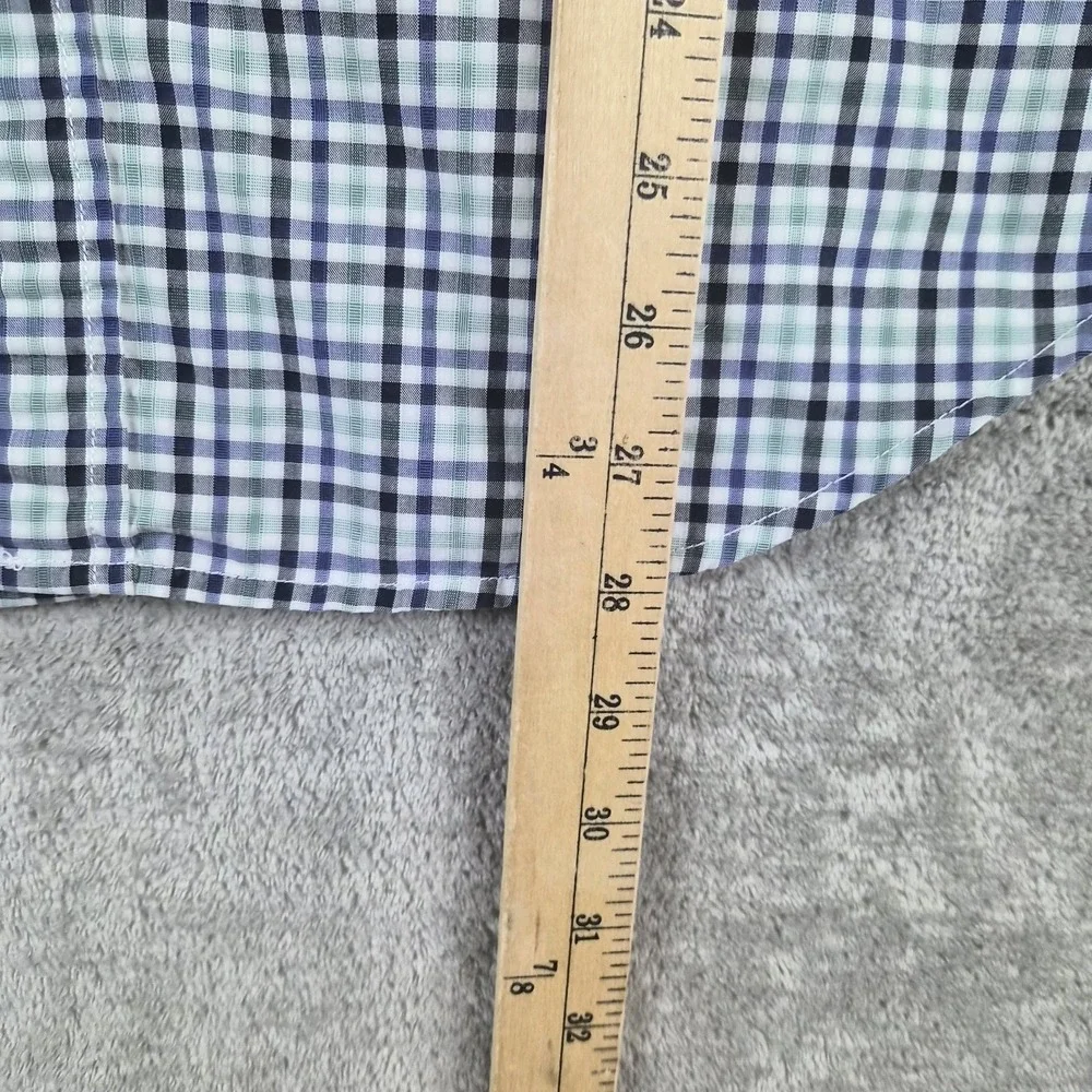 Banana Republic Grant Fit Custom 078 Wash Shirt Mens Medium Green Plaid Cotton